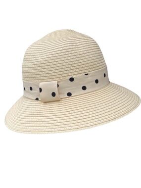 Parkhurst Beige Polka Dot Bow Cloche Sun Hat